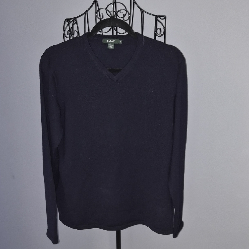 J. Crew Men's Deep Navy Blue V-Neck Sweater